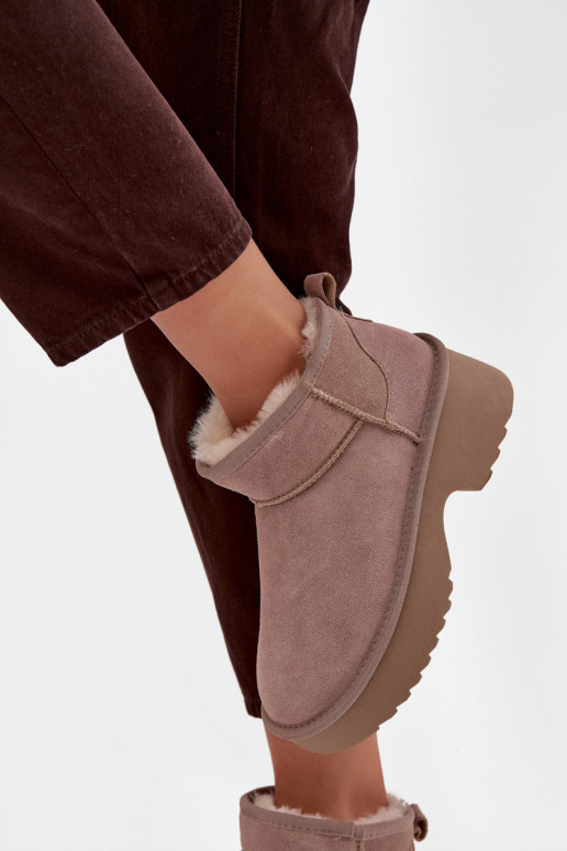 Botas de nieve FemeninoActivadoturalnego de gamuzau calentamiento con pelo dentro de color caqui Milora Botas de nieve FemeninoActivadoturalnego de gamuzau calentamiento con pelo dentro de color caqui Milora