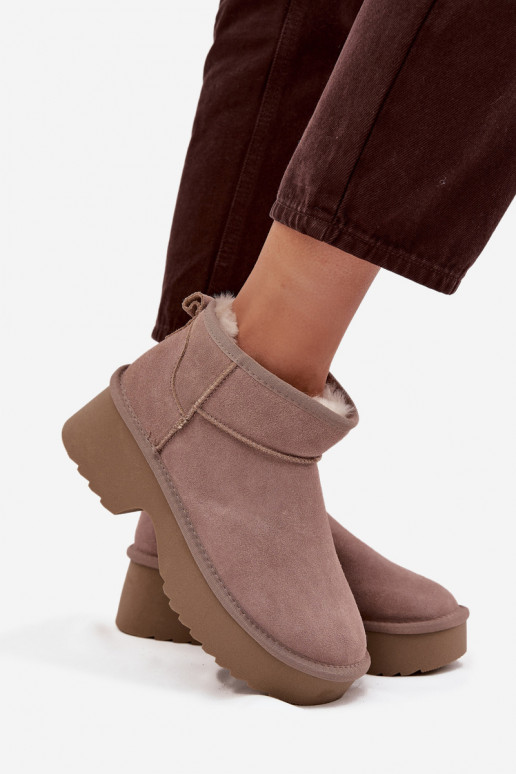 Botas de nieve FemeninoActivadoturalnego de gamuzau calentamiento con pelo dentro de color caqui Milora Botas de nieve FemeninoActivadoturalnego de gamuzau calentamiento con pelo dentro de color caqui Milora