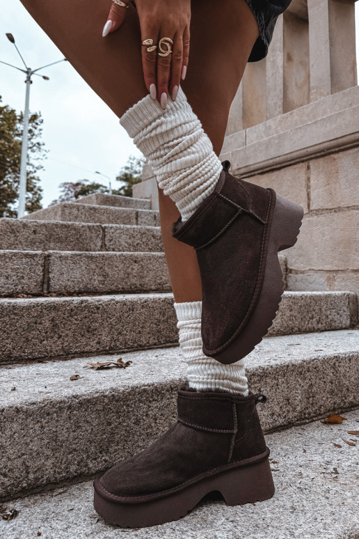 Botas de nieve FemeninoActivadoturalnego de gamuzau calentamiento con pelo dentro CzekoladoAe Milora