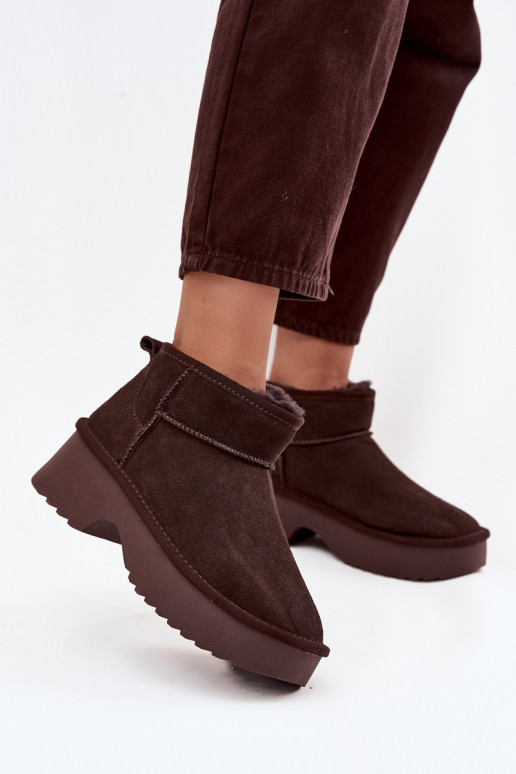 Botas de nieve FemeninoActivadoturalnego de gamuzau calentamiento con pelo dentro CzekoladoAe Milora