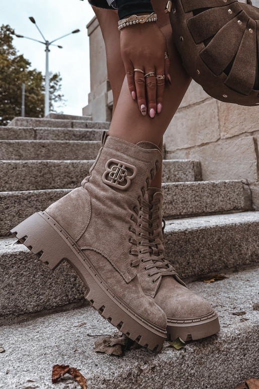 Botas ENokrery Femenino Con decoraciones Elemento calentamiento beige Kalindra