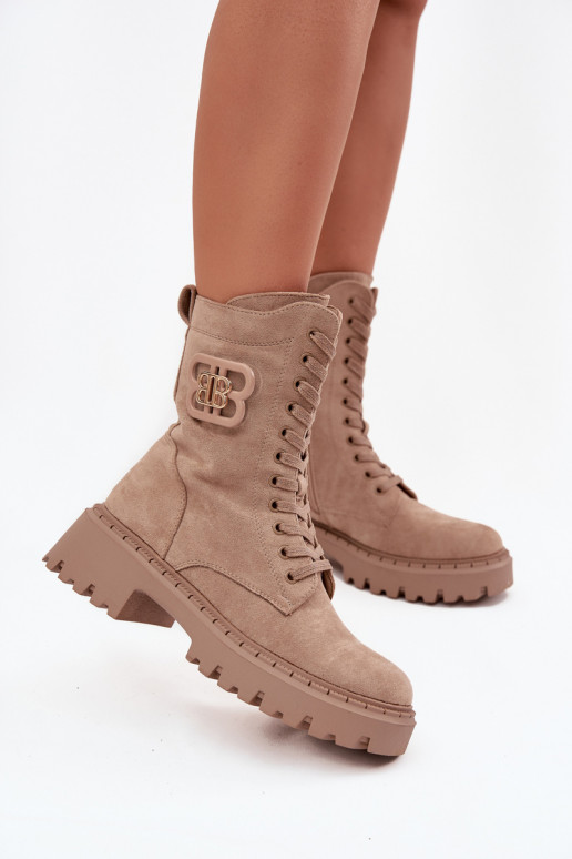 Botas ENokrery Femenino Con decoraciones Elemento calentamiento beige Kalindra