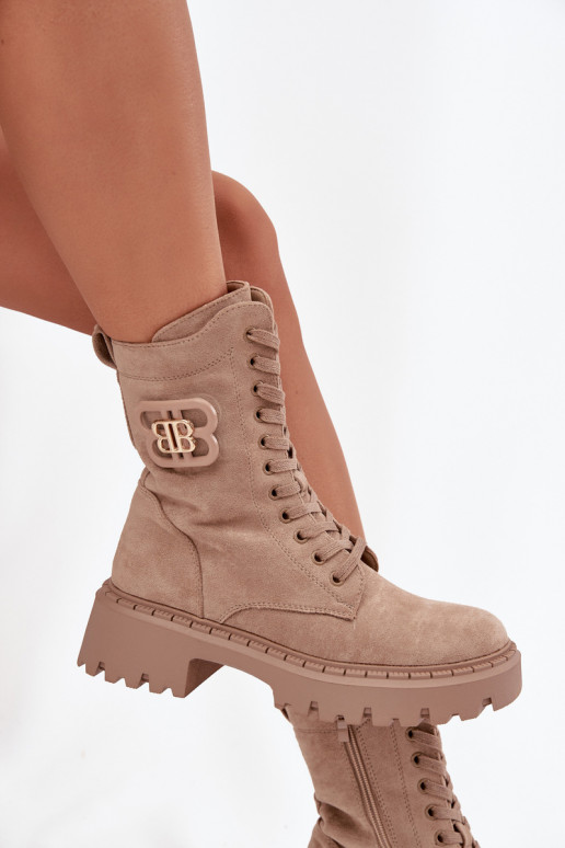 Botas ENokrery Femenino Con decoraciones Elemento calentamiento beige Kalindra