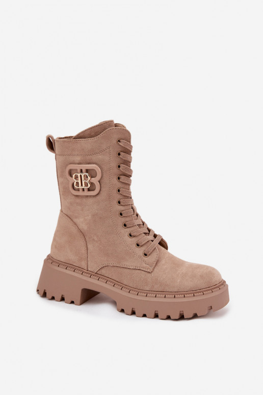 Botas ENokrery Femenino Con decoraciones Elemento calentamiento beige Kalindra