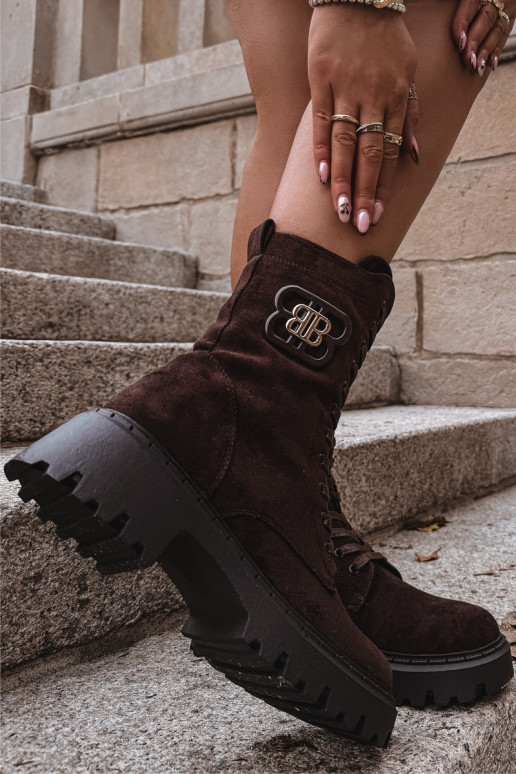 Botas ENokrery Femenino Con decoraciones Elemento calentamiento CzekoladoAe Kalindra