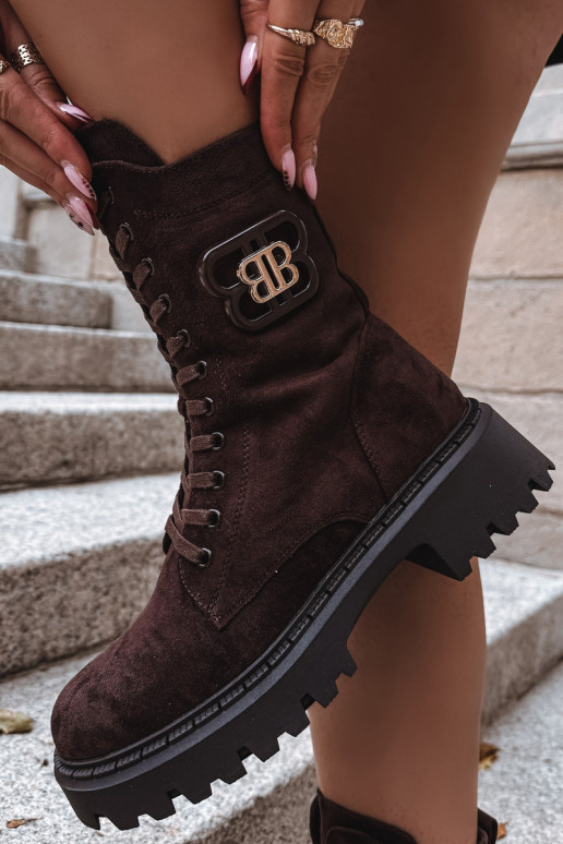 Botas ENokrery Femenino Con decoraciones Elemento calentamiento CzekoladoAe Kalindra