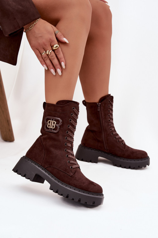 Botas ENokrery Femenino Con decoraciones Elemento calentamiento CzekoladoAe Kalindra