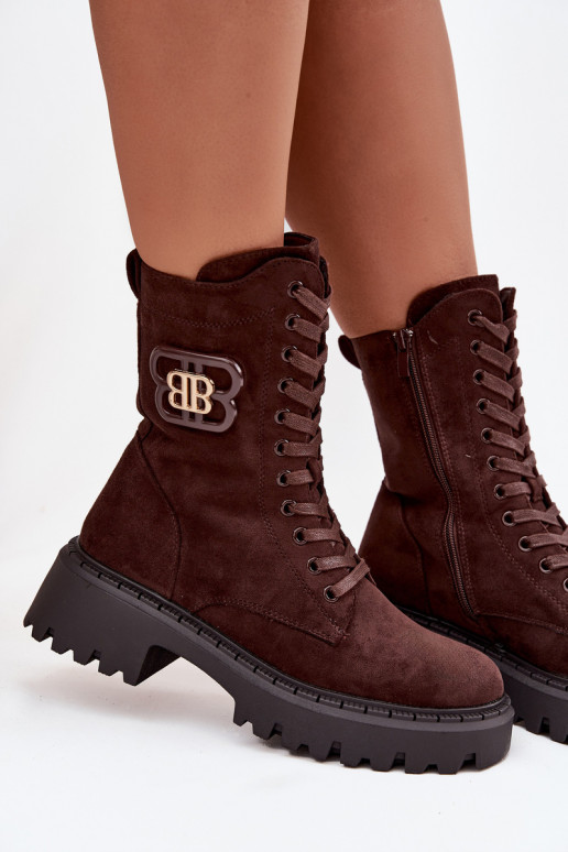 Botas ENokrery Femenino Con decoraciones Elemento calentamiento CzekoladoAe Kalindra