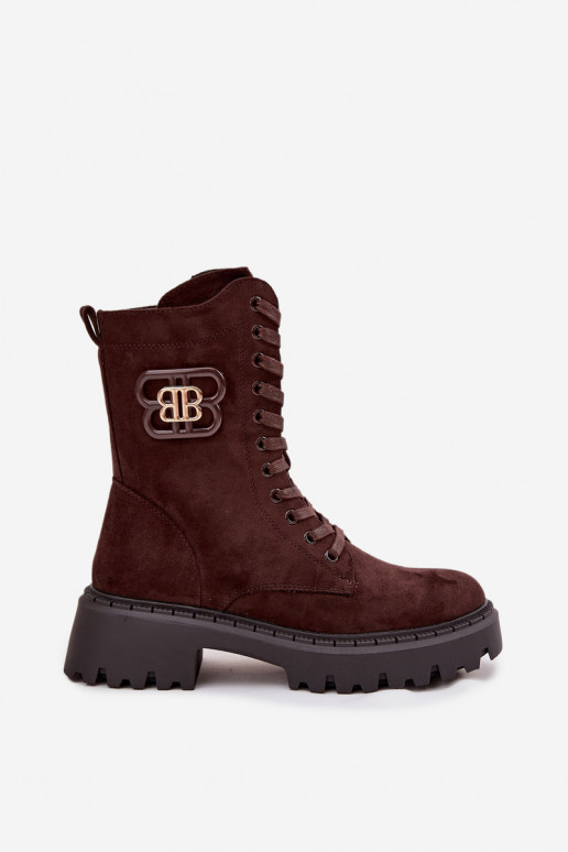 Botas ENokrery Femenino Con decoraciones Elemento calentamiento CzekoladoAe Kalindra