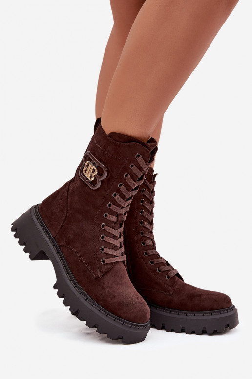 Botas ENokrery Femenino Con decoraciones Elemento calentamiento CzekoladoAe Kalindra