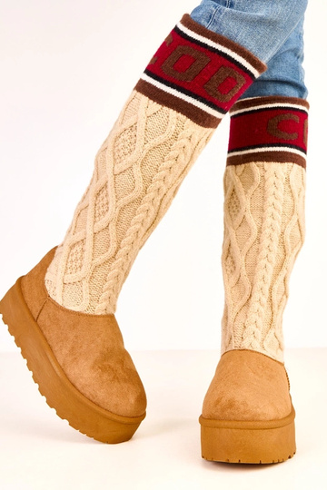 Botas de nieve marrones con plataforma y caña alta Coo