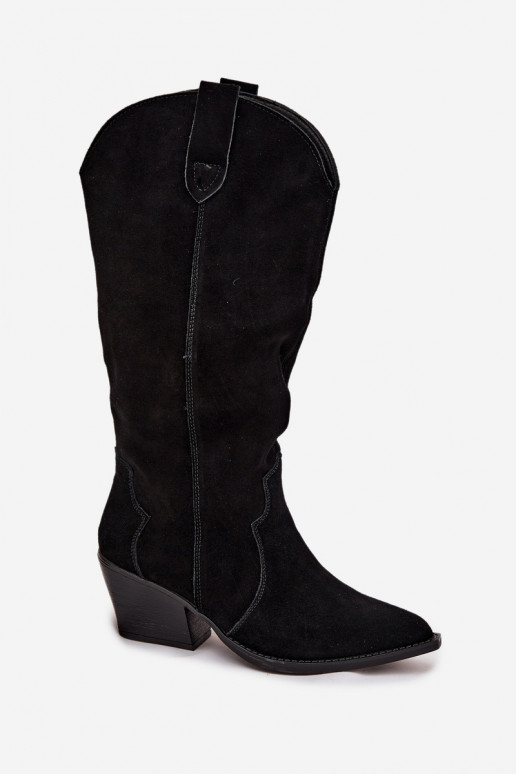Piel de gamuza botas estilo vaquero Femenino calentamiento de color negro Urselle Piel de gamuza botas estilo vaquero Femenino calentamiento de color negro Urselle