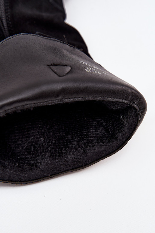 Piel de gamuza botas estilo vaquero Femenino calentamiento de color negro Urselle Piel de gamuza botas estilo vaquero Femenino calentamiento de color negro Urselle