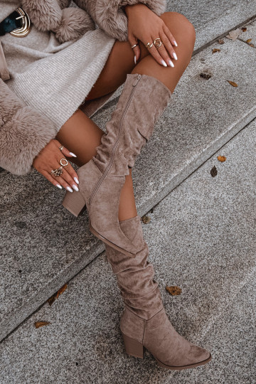 botas de mujer Con un top rizado con tacones calentamiento beige Paelina