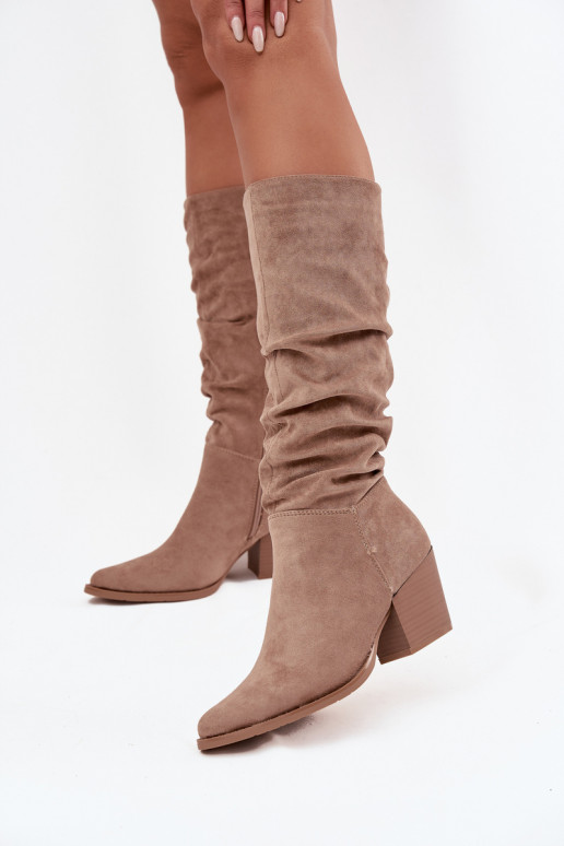 botas de mujer Con un top rizado con tacones calentamiento beige Paelina botas de mujer Con un top rizado con tacones calentamiento beige Paelina