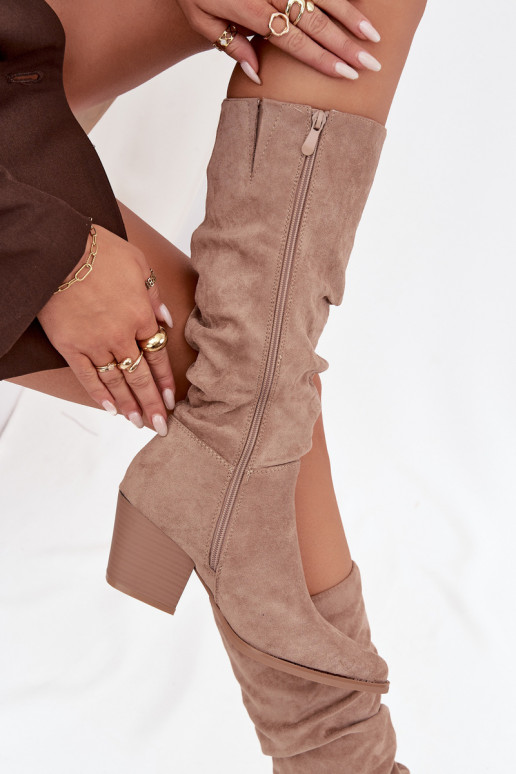 botas de mujer Con un top rizado con tacones calentamiento beige Paelina botas de mujer Con un top rizado con tacones calentamiento beige Paelina