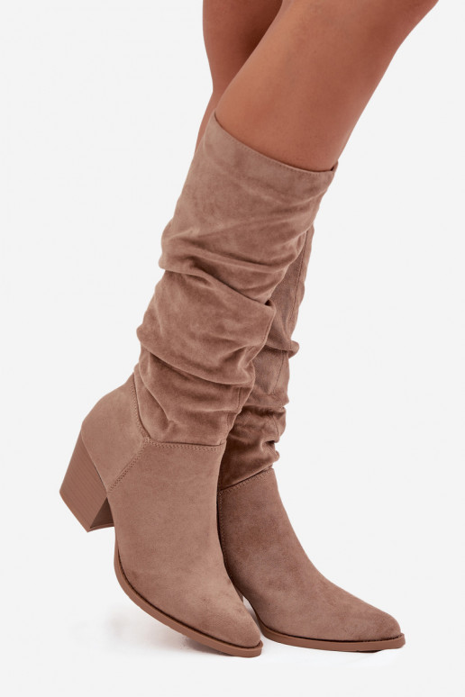 botas de mujer Con un top rizado con tacones calentamiento beige Paelina botas de mujer Con un top rizado con tacones calentamiento beige Paelina
