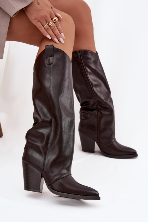 calentamiento botas estilo vaquero con tacones de cuero ecológico CzekoladoAe Tiene quevine calentamiento botas estilo vaquero con tacones de cuero ecológico CzekoladoAe Tiene quevine