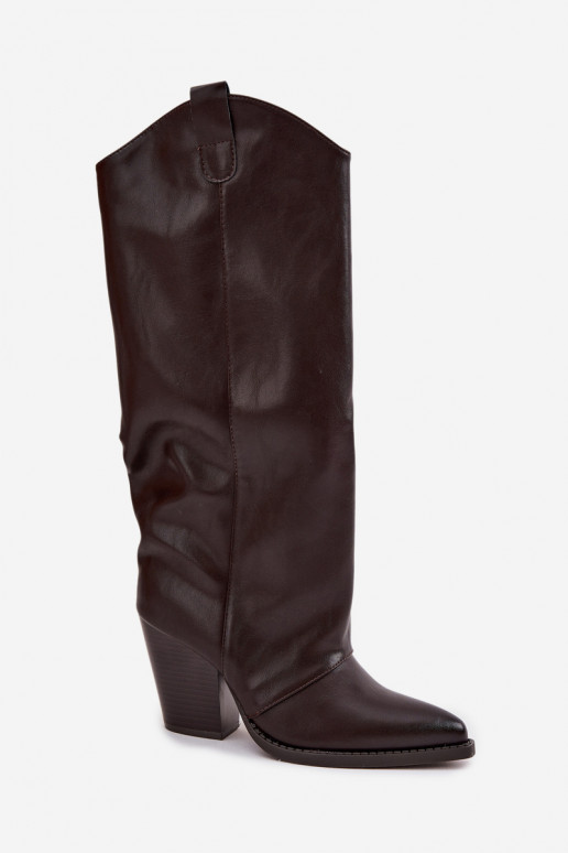 calentamiento botas estilo vaquero con tacones de cuero ecológico CzekoladoAe Tiene quevine calentamiento botas estilo vaquero con tacones de cuero ecológico CzekoladoAe Tiene quevine