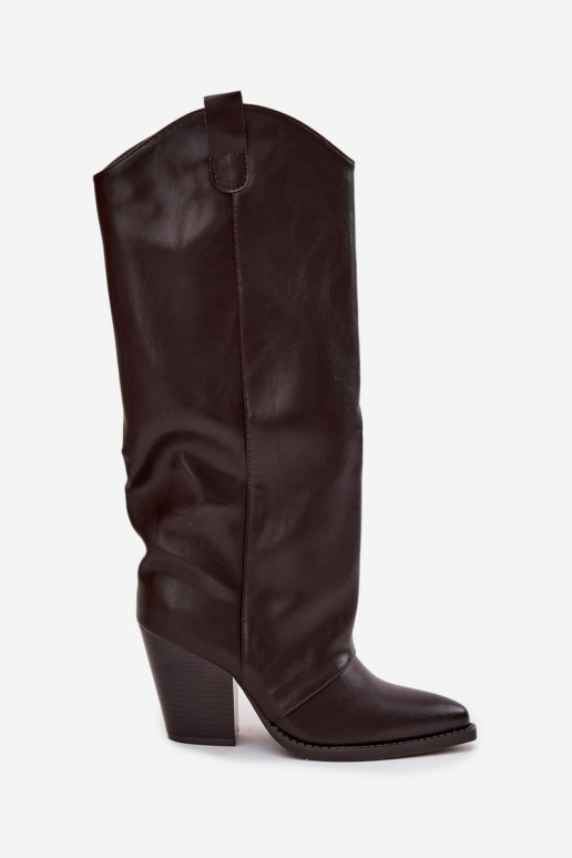 calentamiento botas estilo vaquero con tacones de cuero ecológico CzekoladoAe Tiene quevine calentamiento botas estilo vaquero con tacones de cuero ecológico CzekoladoAe Tiene quevine