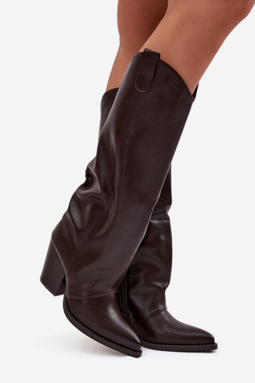 calentamiento botas estilo vaquero con tacones de cuero ecológico CzekoladoAe Tiene quevine calentamiento botas estilo vaquero con tacones de cuero ecológico CzekoladoAe Tiene quevine