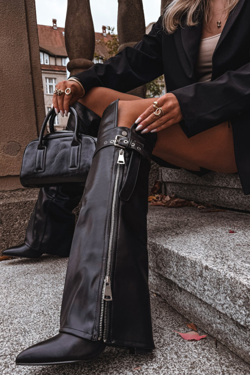 calentamiento botas de mujer por encima de la rodilla con tacones con correas con hebillas I color platam Zamkiem de color negro calentamiento botas de mujer por encima de la rodilla con tacones con correas con hebillas I color platam Zamkiem de color negro