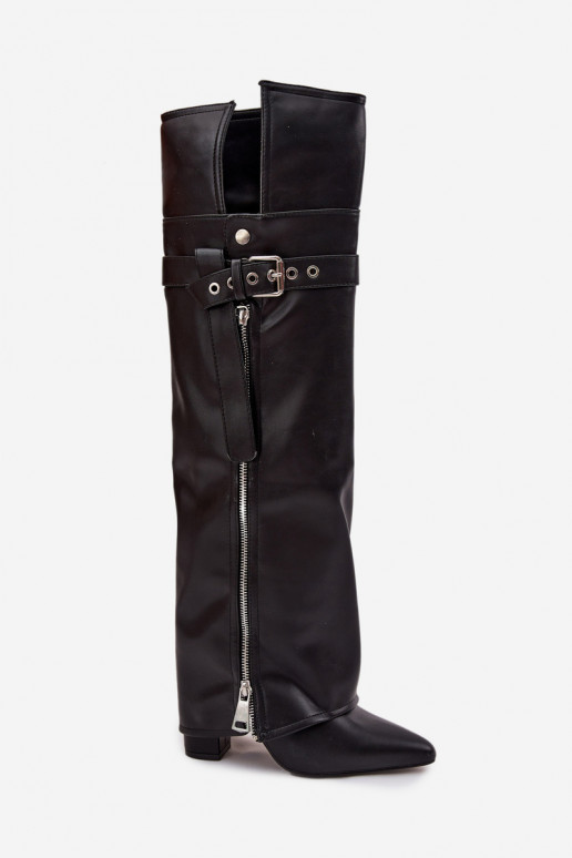 calentamiento botas de mujer por encima de la rodilla con tacones con correas con hebillas I color platam Zamkiem de color negro calentamiento botas de mujer por encima de la rodilla con tacones con correas con hebillas I color platam Zamkiem de color negro