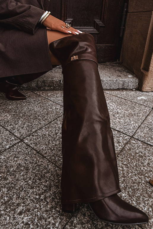 calentamiento botasENyAiniętą CholeAką por encima de la rodilla Obcas Słupek color marrón Serelle calentamiento botasENyAiniętą CholeAką por encima de la rodilla Obcas Słupek color marrón Serelle