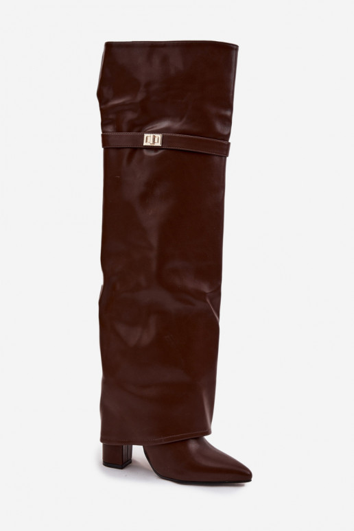 calentamiento botasENyAiniętą CholeAką por encima de la rodilla Obcas Słupek color marrón Serelle calentamiento botasENyAiniętą CholeAką por encima de la rodilla Obcas Słupek color marrón Serelle