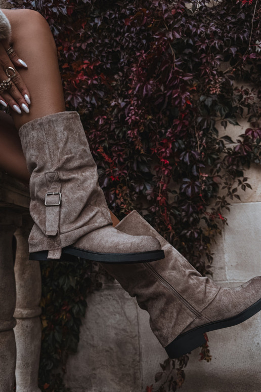 botas de mujerENyAiniętą CholeAką Mitad de la pantorrilla con hebillas de color caqui Minelle botas de mujerENyAiniętą CholeAką Mitad de la pantorrilla con hebillas de color caqui Minelle