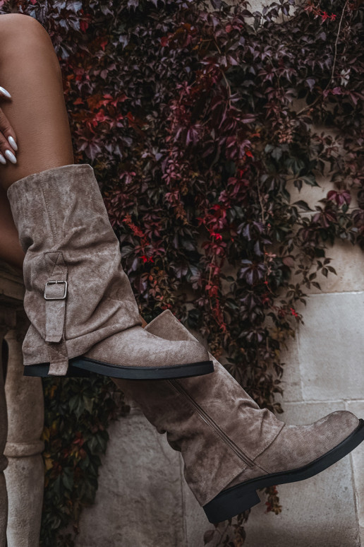 botas de mujerENyAiniętą CholeAką Mitad de la pantorrilla con hebillas de color caqui Minelle botas de mujerENyAiniętą CholeAką Mitad de la pantorrilla con hebillas de color caqui Minelle