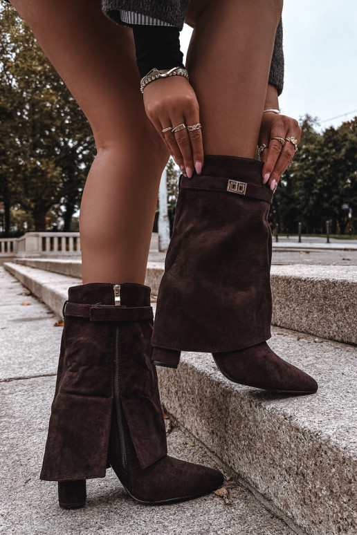 calentamiento Botas de mujer con tacones decorados CzekoladoAe Luvielle calentamiento Botas de mujer con tacones decorados CzekoladoAe Luvielle