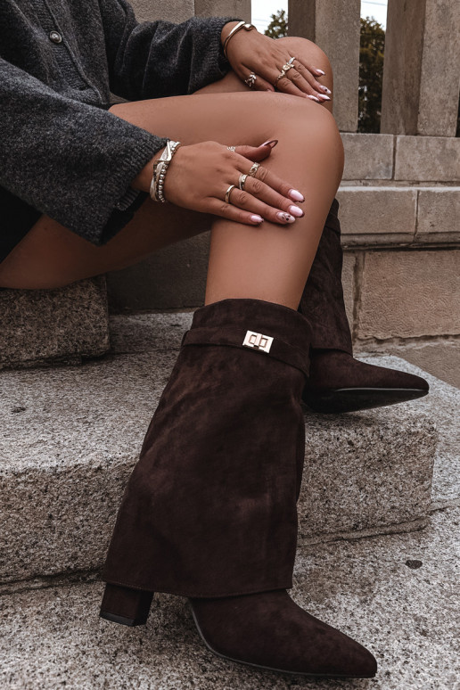 calentamiento Botas de mujer con tacones decorados CzekoladoAe Luvielle calentamiento Botas de mujer con tacones decorados CzekoladoAe Luvielle