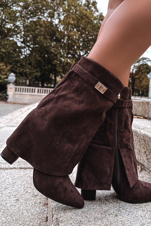 calentamiento Botas de mujer con tacones decorados CzekoladoAe Luvielle calentamiento Botas de mujer con tacones decorados CzekoladoAe Luvielle