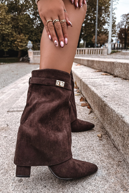 calentamiento Botas de mujer con tacones decorados CzekoladoAe Luvielle calentamiento Botas de mujer con tacones decorados CzekoladoAe Luvielle