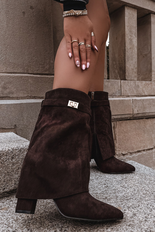 calentamiento Botas de mujer con tacones decorados CzekoladoAe Luvielle calentamiento Botas de mujer con tacones decorados CzekoladoAe Luvielle