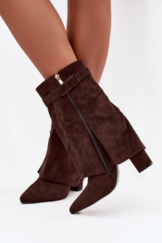 calentamiento Botas de mujer con tacones decorados CzekoladoAe Luvielle calentamiento Botas de mujer con tacones decorados CzekoladoAe Luvielle