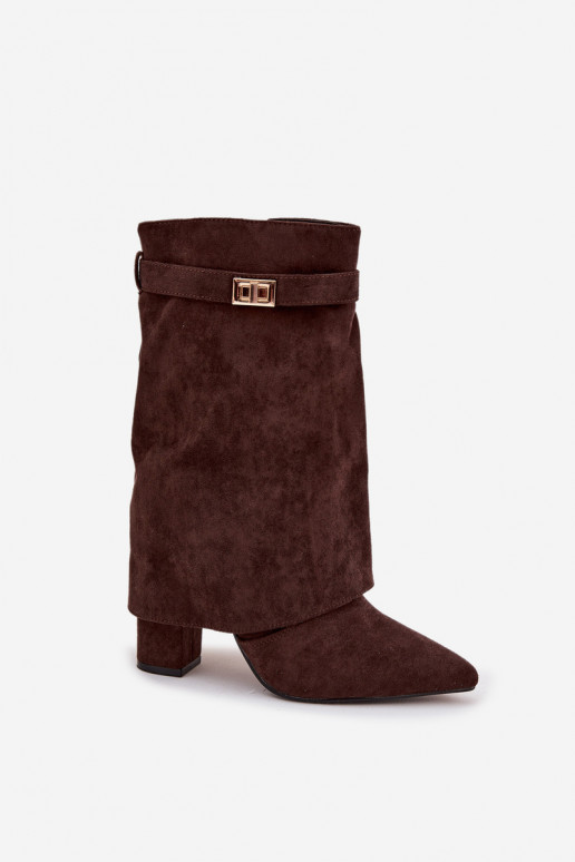 calentamiento Botas de mujer con tacones decorados CzekoladoAe Luvielle calentamiento Botas de mujer con tacones decorados CzekoladoAe Luvielle