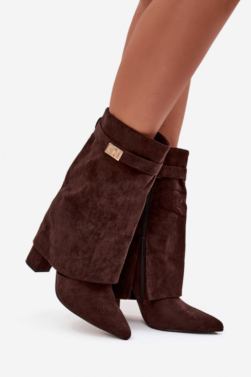 calentamiento Botas de mujer con tacones decorados CzekoladoAe Luvielle calentamiento Botas de mujer con tacones decorados CzekoladoAe Luvielle