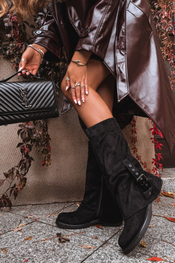 botas de mujer Con un top rizado I con hebillas de color negro Ophelis 2