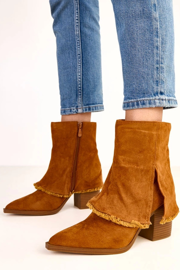 Botines marrones con tacón y caña doblada Felicia