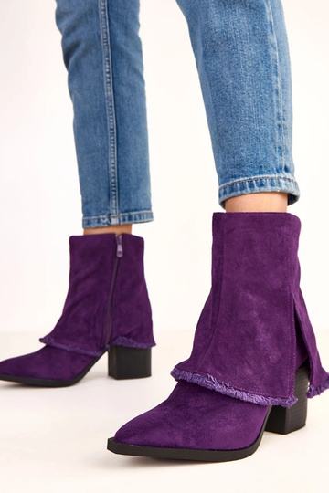 Botines violetas con tacón y caña doblada Felicia