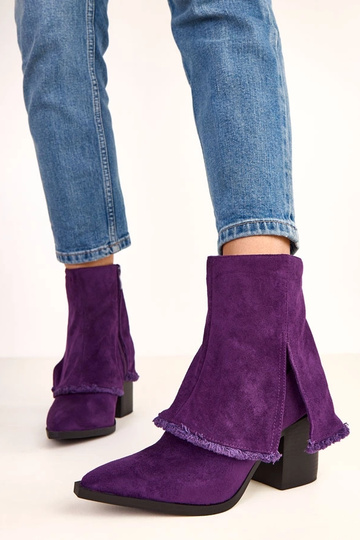 Botines violetas con tacón y caña doblada Felicia 2