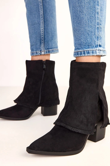 Botines negros con tacón y caña doblada Felicia
