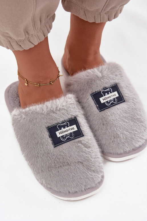 zapatos hecho en casa Zapatillas Femenino con un abrigo de piel color gris Tiene queelis zapatos hecho en casa Zapatillas Femenino con un abrigo de piel color gris Tiene queelis