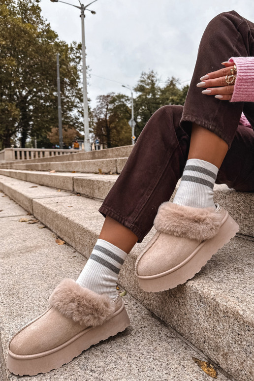 Botas de nieve Femenino con una plataforma con un abrigo de piel I Haftem beige Querina Botas de nieve Femenino con una plataforma con un abrigo de piel I Haftem beige Querina