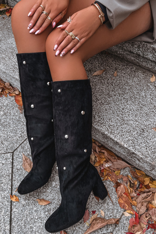 Botas cálidas con tacones Con decoracionesi Detalami de color negro Lucinda Botas cálidas con tacones Con decoracionesi Detalami de color negro Lucinda