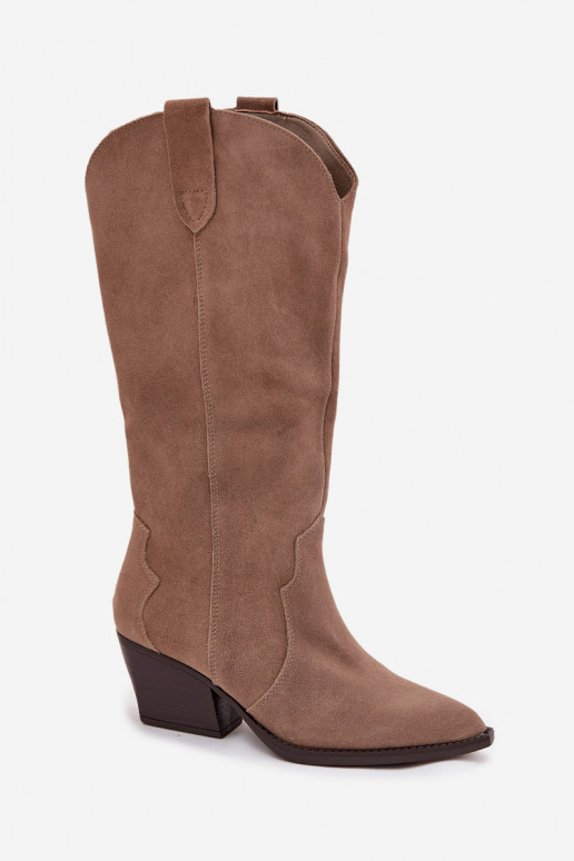 Piel de gamuza botas estilo vaquero Femenino calentamiento de color caqui Urselle Piel de gamuza botas estilo vaquero Femenino calentamiento de color caqui Urselle