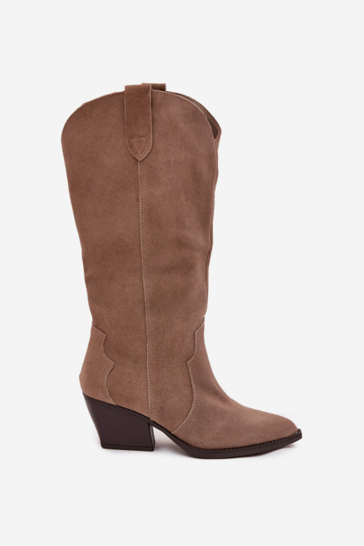 Piel de gamuza botas estilo vaquero Femenino calentamiento de color caqui Urselle Piel de gamuza botas estilo vaquero Femenino calentamiento de color caqui Urselle