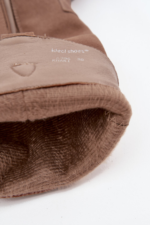 Piel de gamuza botas estilo vaquero Femenino calentamiento de color caqui Urselle Piel de gamuza botas estilo vaquero Femenino calentamiento de color caqui Urselle